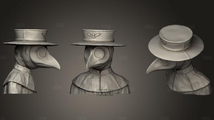 Plague Doctor Bust stl model for CNC